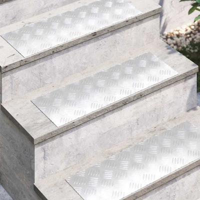Stopień Prostokątny 4 pcs Srebrny 60 x 20 cm Aluminium