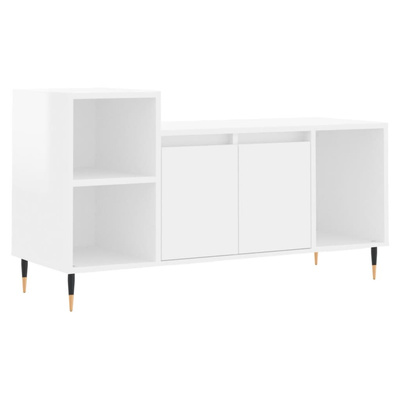 vidaXL Szafka pod TV, wysoki połysk, biała, 100x35x55 cm