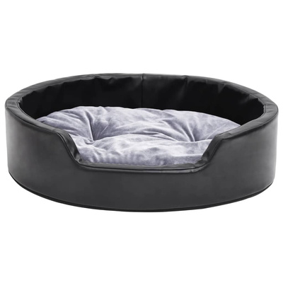 vidaXL Legowisko dla psa, czarno-szare, 69x59x19 cm, plusz i ekoskóra