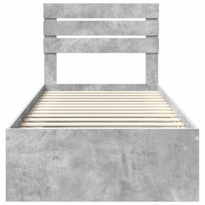 Ramka łóżka Szary beton 100 x 200 cm Lite drewno sosnowe