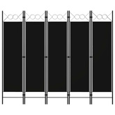 Parawan 5-panelowy, czarny, 200 x 180 cm