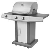 Grill gazowy z palnikiem z kołem Srebrny Stal z metalowym wężem