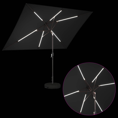 Parasol ogrodowy z oświetleniem LED i podstawą 200 x 300 cm