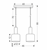 Lampa Wisząca Czarny 2X40 E27 Klosz Bursztynowy Isar