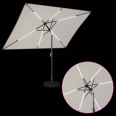 Parasol ogrodowy z oświetleniem LED i podstawą 200 x 300 cm