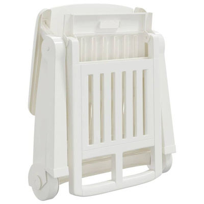 vidaXL Składany leżak na kółkach, biały, PP