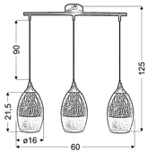 Lampa wisząca srebrna szklana regulowana 3x60W Celia Candellux 33-51585