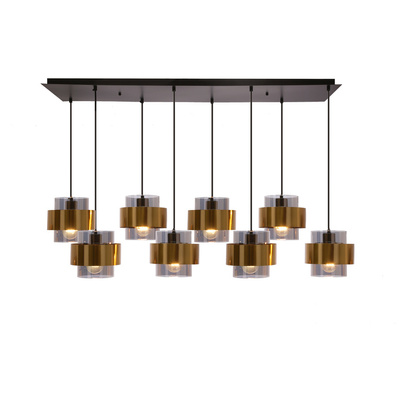 Lampa wisząca z abażurami Spiega mosiężna 8xE27 klosze dymione do salonu