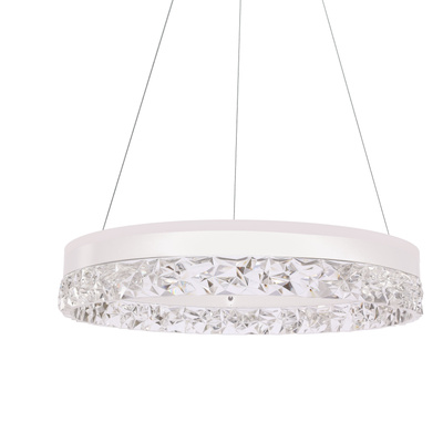 Lampa wisząca FROZI w stylu glamour – biały klosz z kryształkami – eleganckie i nowoczesne oświetlenie salonu LED