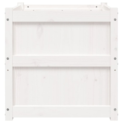 Donica ogrodowa, biała, 60x60x60 cm, lite drewno sosnowe