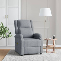 vidaXL Fotel masujący, jasnoszary, obity tkaniną wariant 4