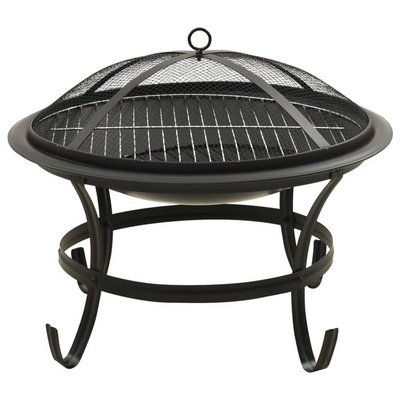 vidaXL Palenisko i grill 2-w-1, z pogrzebaczem, 56x56x49 cm, stal