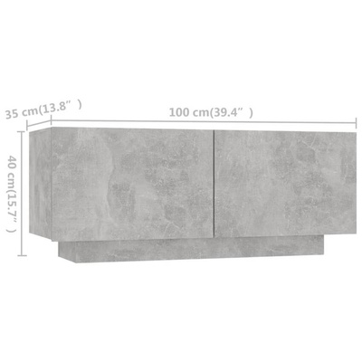 vidaXL Szafka pod TV z oświetleniem LED, szarość betonu, 260x35x40 cm