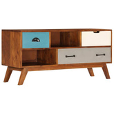 vidaXL Szafka pod TV z 3 szufladami, 110x35x50 cm, drewno akacjowe