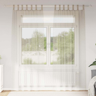 Firany Voile z zasłonami 2 pcs piaskowy 225 x 140 cm Poliester