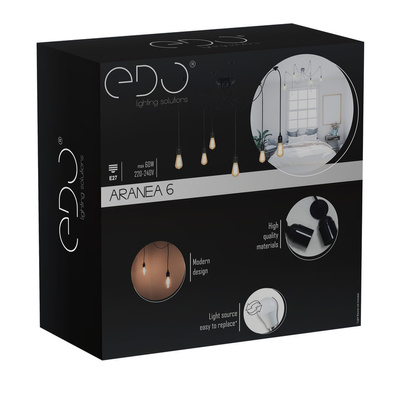 Lampa wisząca pająk ARANEA 6xE27 czarny EDO777189 EDO Solutions