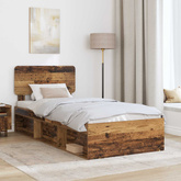 Ramka łóżka Stare drewno 90 x 200 cm Lite drewno sosnowe