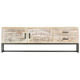 vidaXL Szafka pod TV, biała, 140 x 30 x 45 cm, lite drewno akacjowe