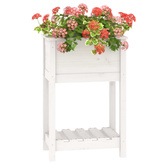 vidaXL Donica z półką, biała, 54x34,5x81 cm, lite drewno sosnowe