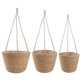 Kosze na rośliny z trawy morskiej 3 pcs naturalny ?26 x 19 cm