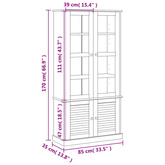 Witryna VIGO, szara, 85x35x170 cm, lite drewno sosnowe