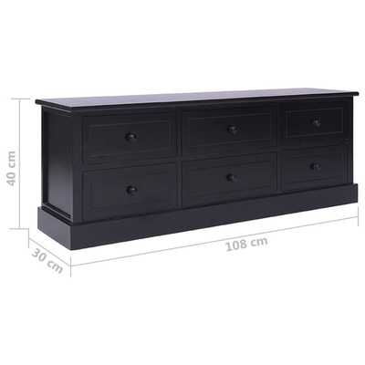 vidaXL Szafka pod TV, czarna, 108x30x40 cm, drewno paulownia