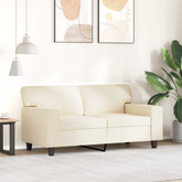 2-osobowa sofa, kremowy, 120 cm, sztuczna skóra
