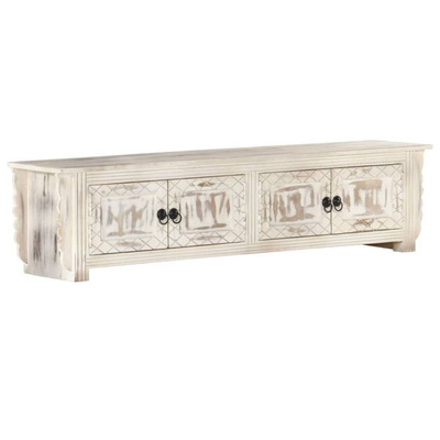 vidaXL Szafka pod TV, biała, 140x30x35 cm, lite drewno mango