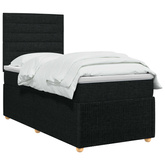 Łóżko z box spring LED z materacem Czarny 90 x 200 cm tkanina