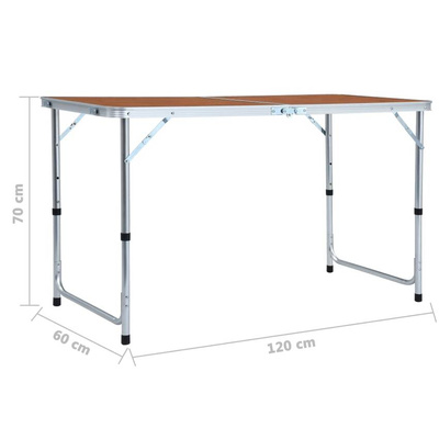 vidaXL Składany stolik turystyczny, aluminiowy, 120x60 cm