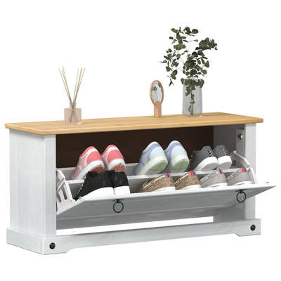 Szafka na buty Corona Biały 99 x 32 x 49 cm Lite drewno sosnowe