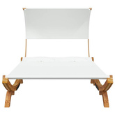 vidaXL Leżak z zadaszeniem, 165x203x126 cm, gięte drewno, kremowy
