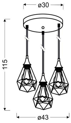 Lampa sufitowa wisząca czarna druciana talerz 3x60W Graf Candellux 33-62918