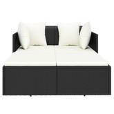 vidaXL Leżak z poduszką, czarny, 182x118x63 cm, rattan PE