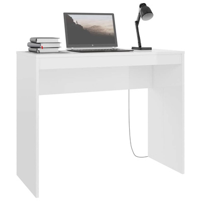 vidaXL Biurko, białe z połyskiem, 90x40x72 cm, materiał drewnopochodny