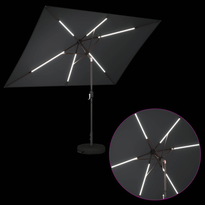 Parasol ogrodowy z oświetleniem LED i podstawą 200 x 300 cm