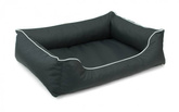 Legowisko dla psa Sofa Valencia Standard w kolorze ciemnoszarym z białym wykończeniem Rozmiar: S - 65 x 50 cm