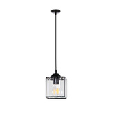 Lampa Wisząca Czarny 1X40 E27 Klosz Czarny+Kryształy Bezbarwne Glassia