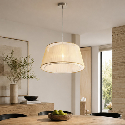 Lampa wisząca z abażurem Charlie złota klasyczna do salonu E27