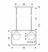 Niko Lampa Wisząca Czarny 2X40W E27 Klosz Bezbarwny Karbowany