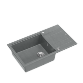 EVAN 136 XL GraniteQ zlewozmywak z syfonem Push To Open 1-komorowy z/o (860x500x210; kom. 420x490) silver stone / elementy stalowe