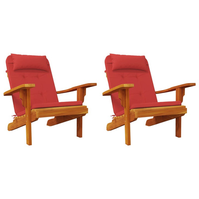 vidaXL Poduszki na krzesła Adirondack, 2 szt, czerwone, tkanina Oxford