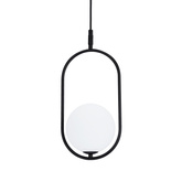 Lampa wisząca CORDEL elegancka - czarna z białym kloszem kulką - nowoczesne oświetlenie salonu i łazienki 1x G9 LED