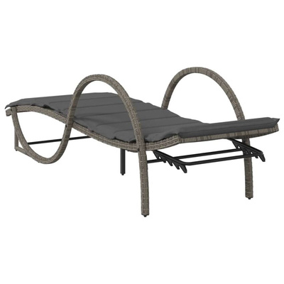 vidaXL Leżak z poduszką, szary, 60x199x42 cm, polirattan