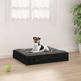 vidaXL Legowisko dla psa, czarne, 51,5x44x9 cm, lite drewno sosnowe