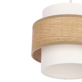 Lampa wisząca z abażurem Nuget biała z kremowym abażurem do jadalni
