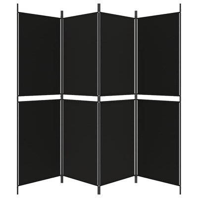 Parawan 4-panelowy, czarny, 200 x 180 cm, tkanina