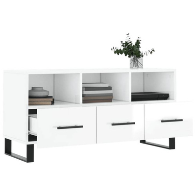 vidaXL Szafka pod TV, biała, wysoki połysk, 102x36x50 cm model standard