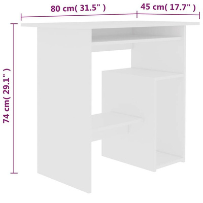vidaXL Biurko, białe, 80x45x74 cm, materiał drewnopochodny