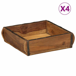 Taca 4 pcs Brązowy 29 x 31 x 10 cm Lite Drewno Recyklingowe